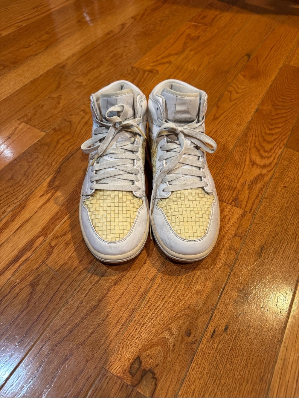 2008 Air Jordan 1 Premier Woven White Sail Sneakers Size 9